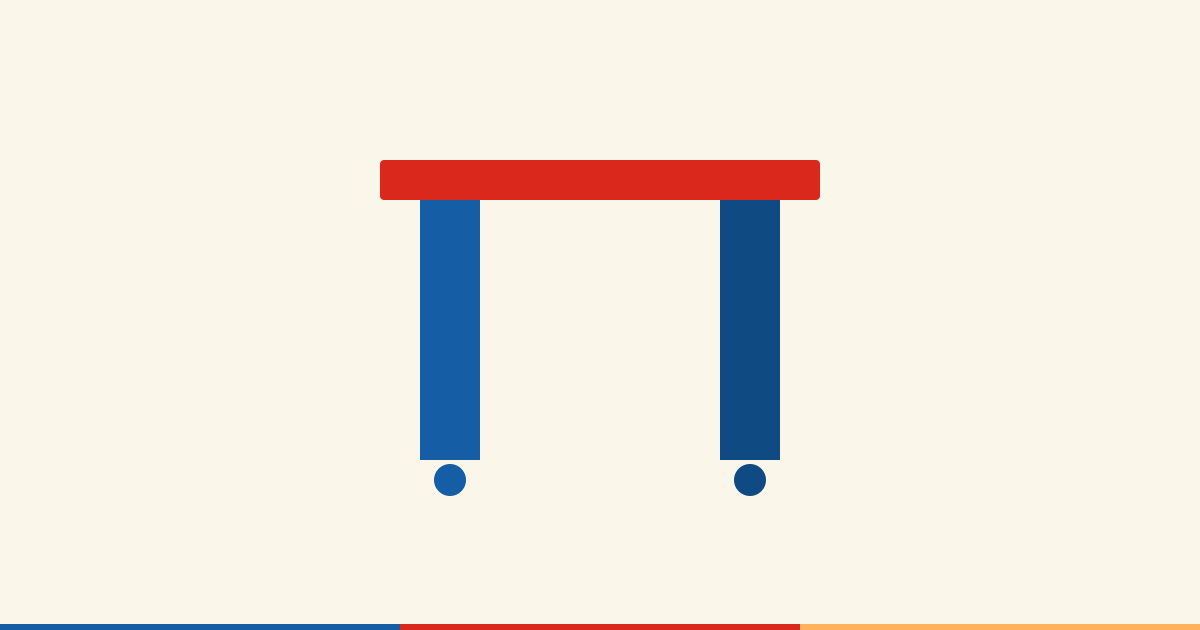 Illustration abstraite de deux piliers soutenant une structure en crise