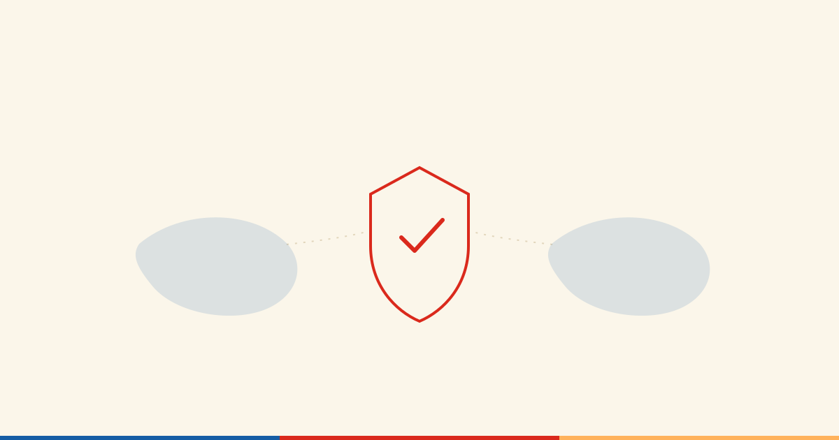 Illustration abstraite d'un bouclier de cybersécurité relié à deux territoires insulaires