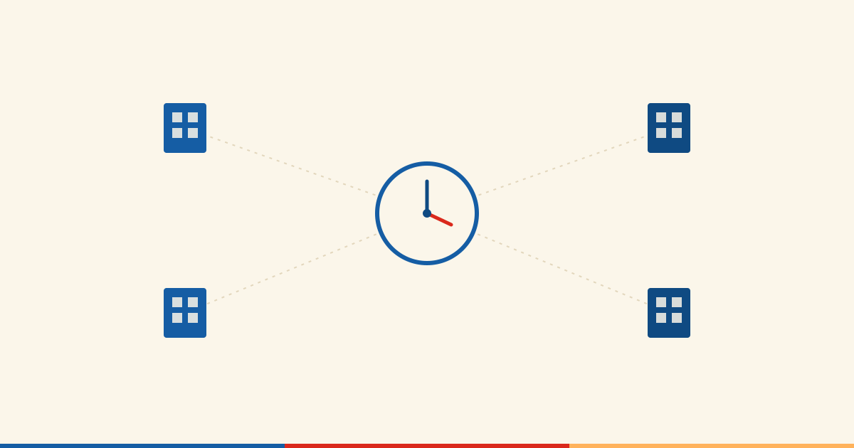 Illustration abstraite d'un temps partagé entre plusieurs organisations
